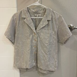 Madewell Black and White Striped Eyelet Shirt